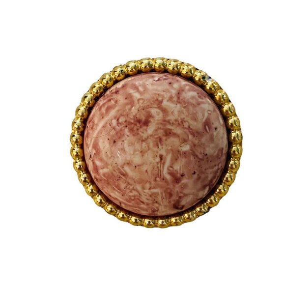 Vintage 1980s Pierced Post Earrings Mauve Goldtone Plastic Lightweight 1" Diamet - Picture 6 of 12